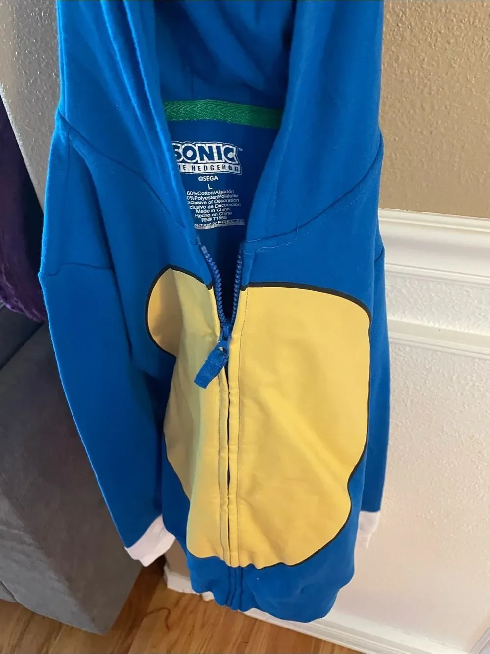 Sonic The Hedgehog Boys L Zip Up Sonic Sweatshirt